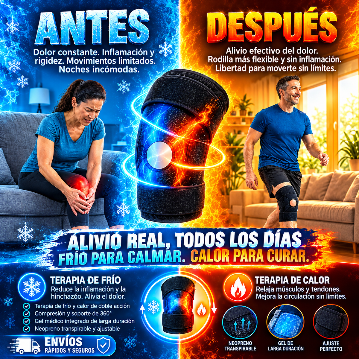 Rodillera Terapéutica de Gel Frío y Calor